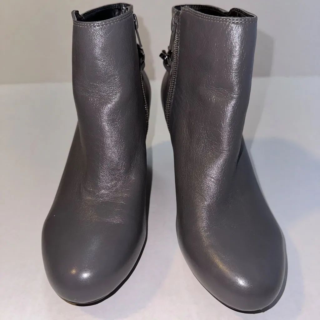 Easy Spirit Womens 7.5 Esparilynn Leather Anti-Gravity Boots Booties Gray Chain - Image 8