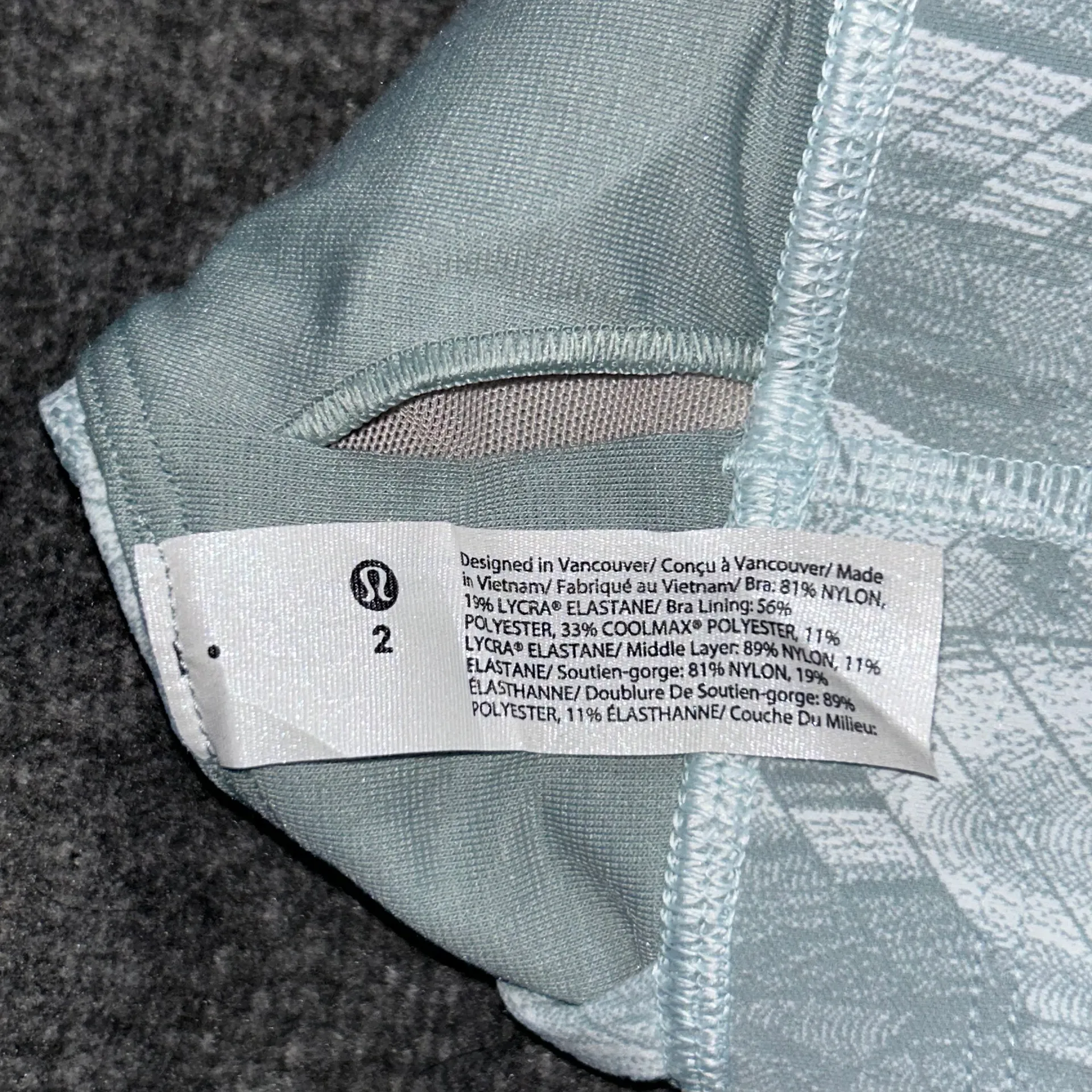 Energy Longline Bra Size 2 Chevron Jacquard Silver Blue Medium Support - Image 4