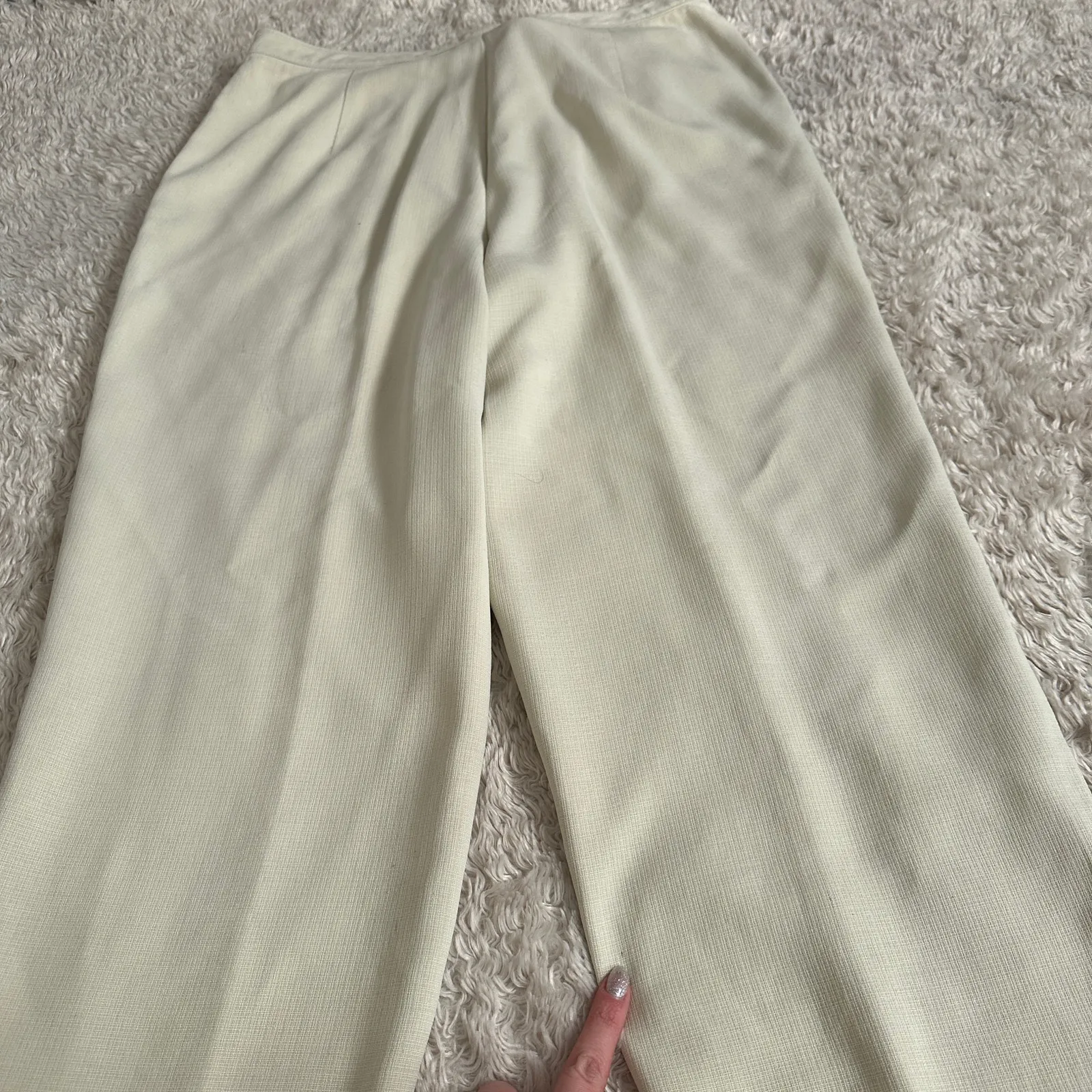 Tommy Bahama Sz 12 100% Silk Woven Knit Dress Pants Beige Cream Wide Leg Womens - Image 10