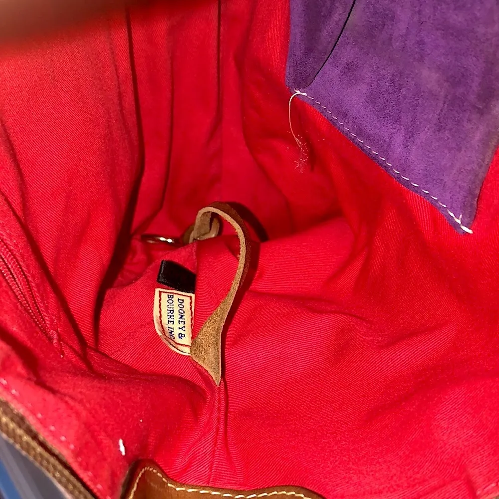 DOONEY BURKE Purple Suede Brown Leather Hobo Shoulder Bag w Dooney Duck HangTag - Image 12