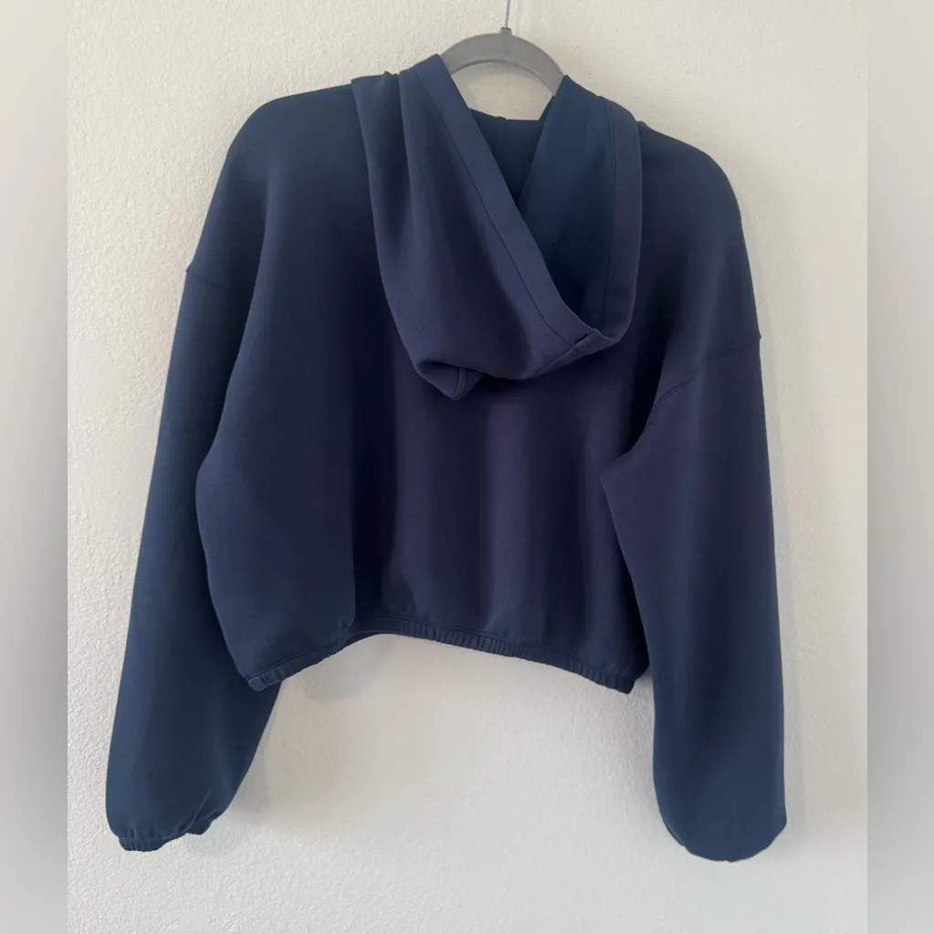 SPANX® AIRESSENTIALS NAVY BLUE CINCHED HOODIE CROPPED SOFT BREATHABLE MEDIUM - Image 2