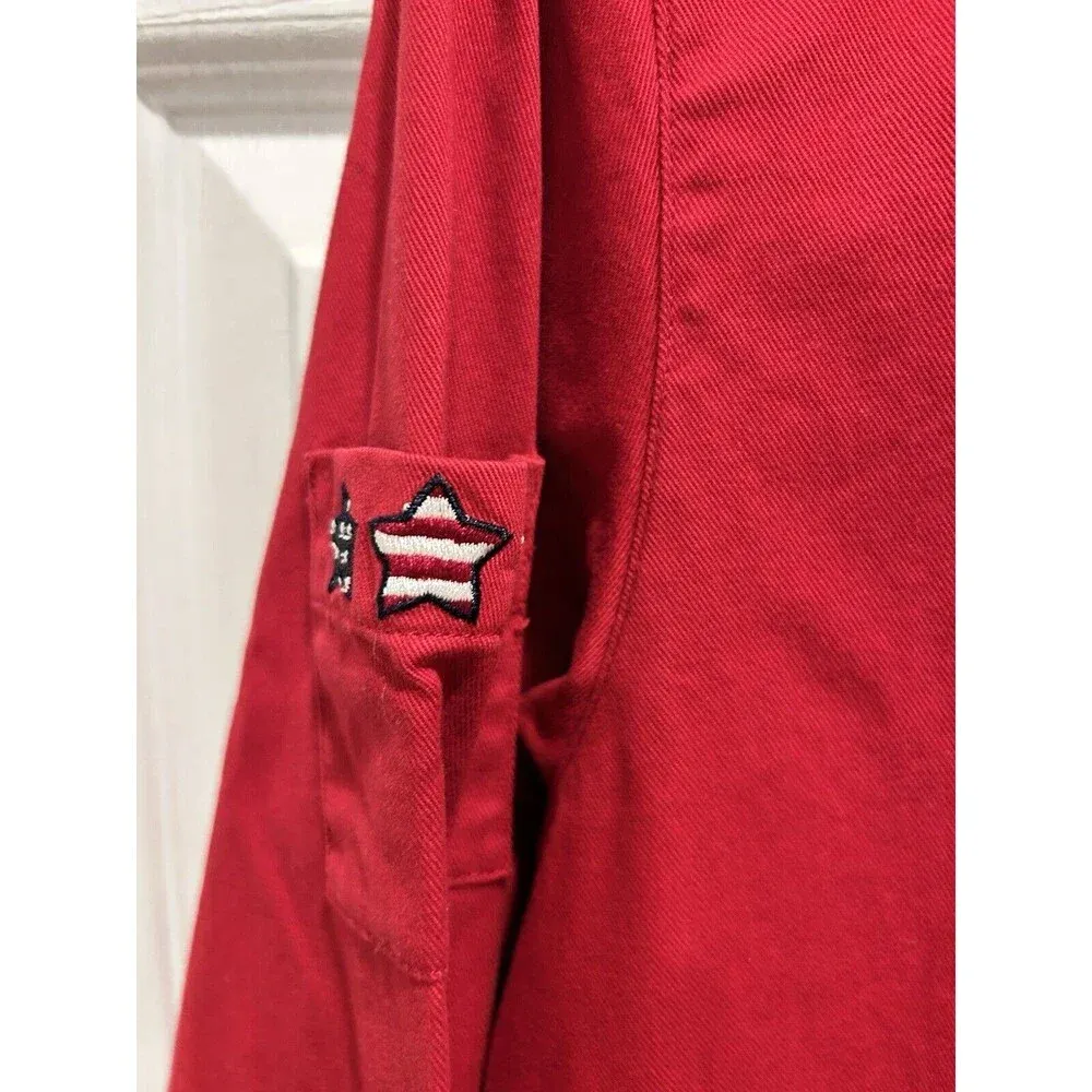 Christopher & Banks Women Button‎ Up Red Shirt America Stars Large USA Cotton - Image 4