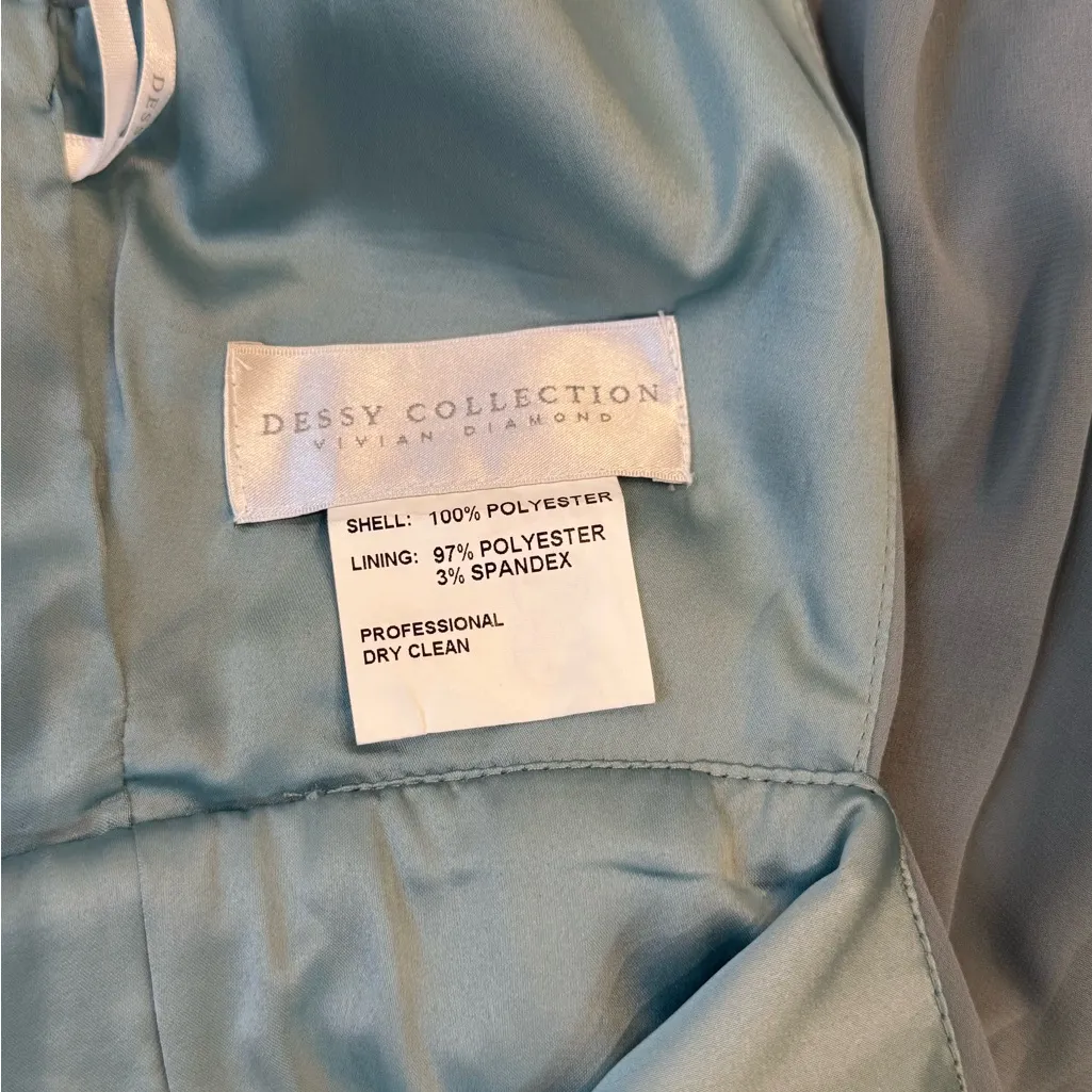 Dessy Collection Halter Chiffon Maxi Gown Icelandic Blue Formal Dress 8 - Image 5