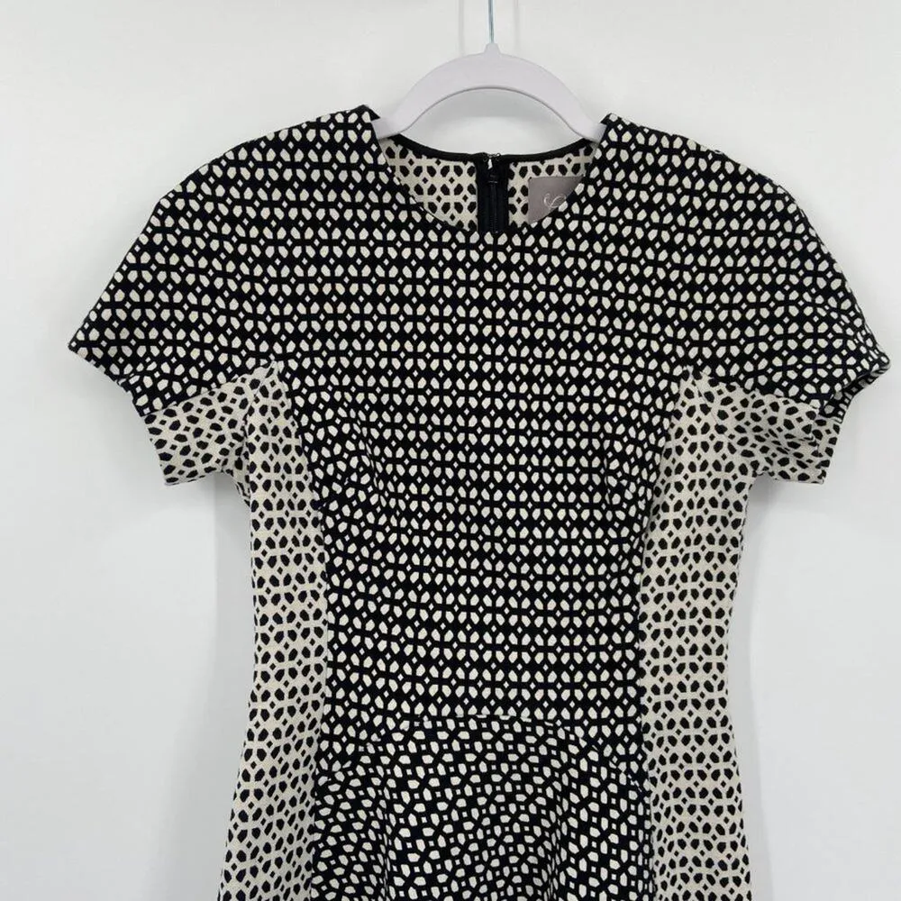 LELA ROSE Micro Check Flared A Line Dress Black Size 2 - Image 2