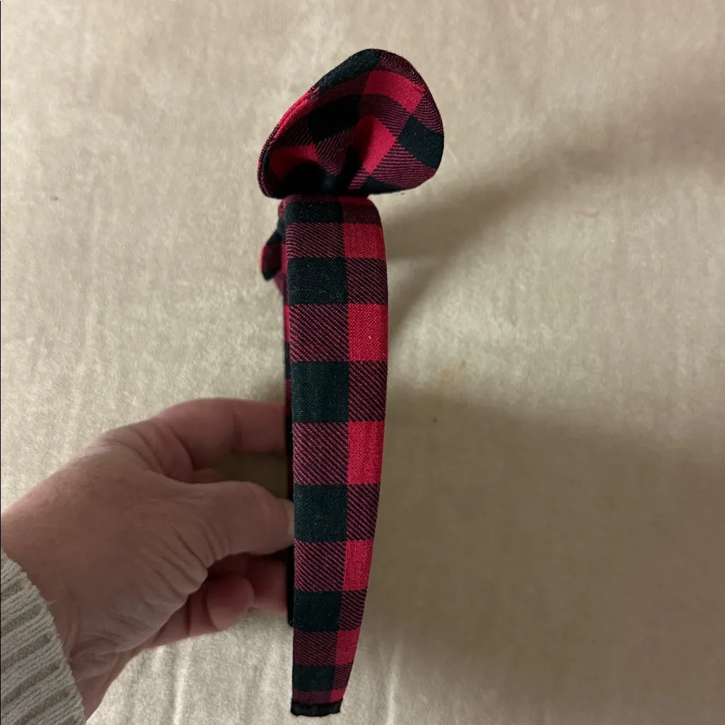 Plaid Red and Black Adult Headband - Image 5