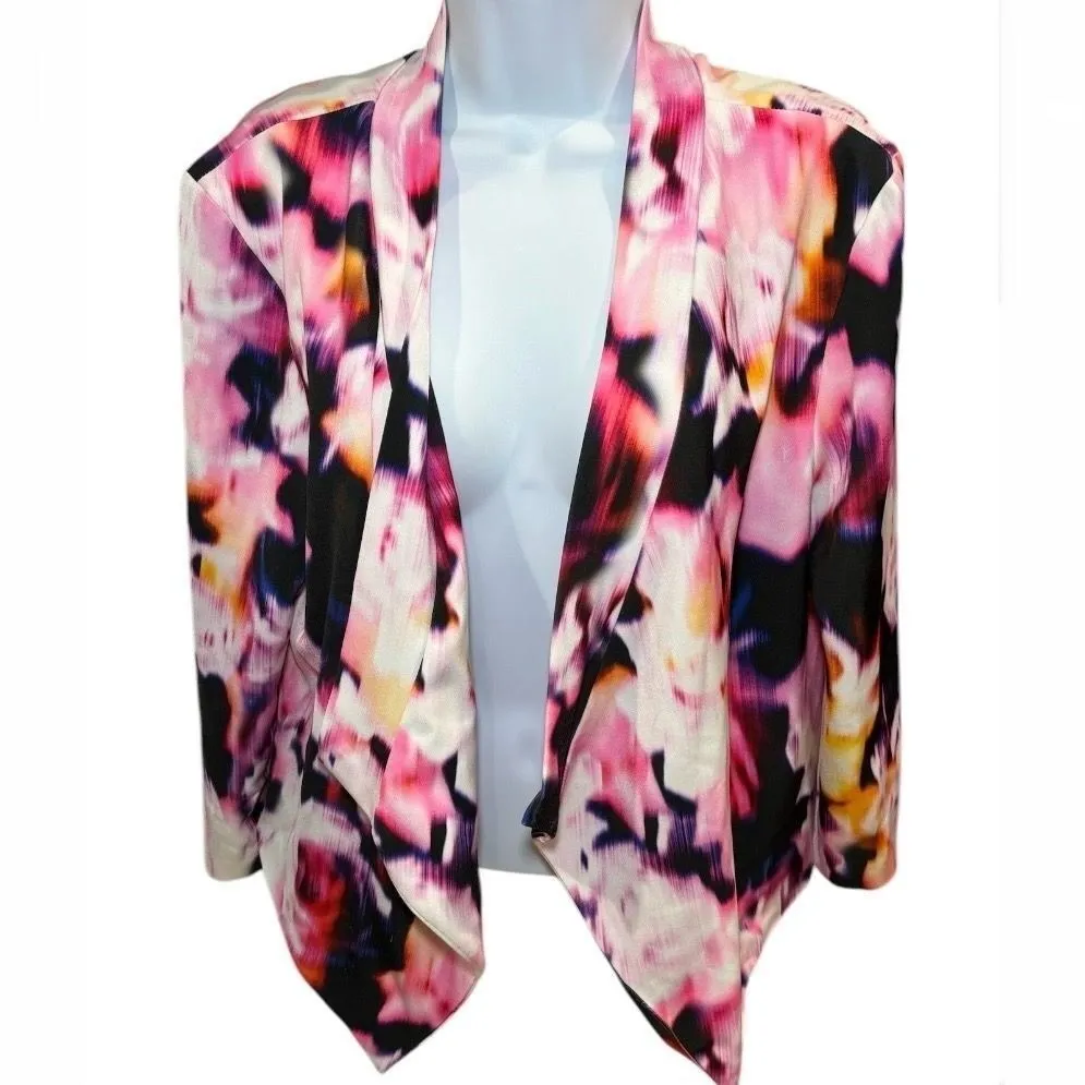 Askari Pink Purple Black Abstract Print Jacket Cardigan Large Lined‎ Drape - Image 2