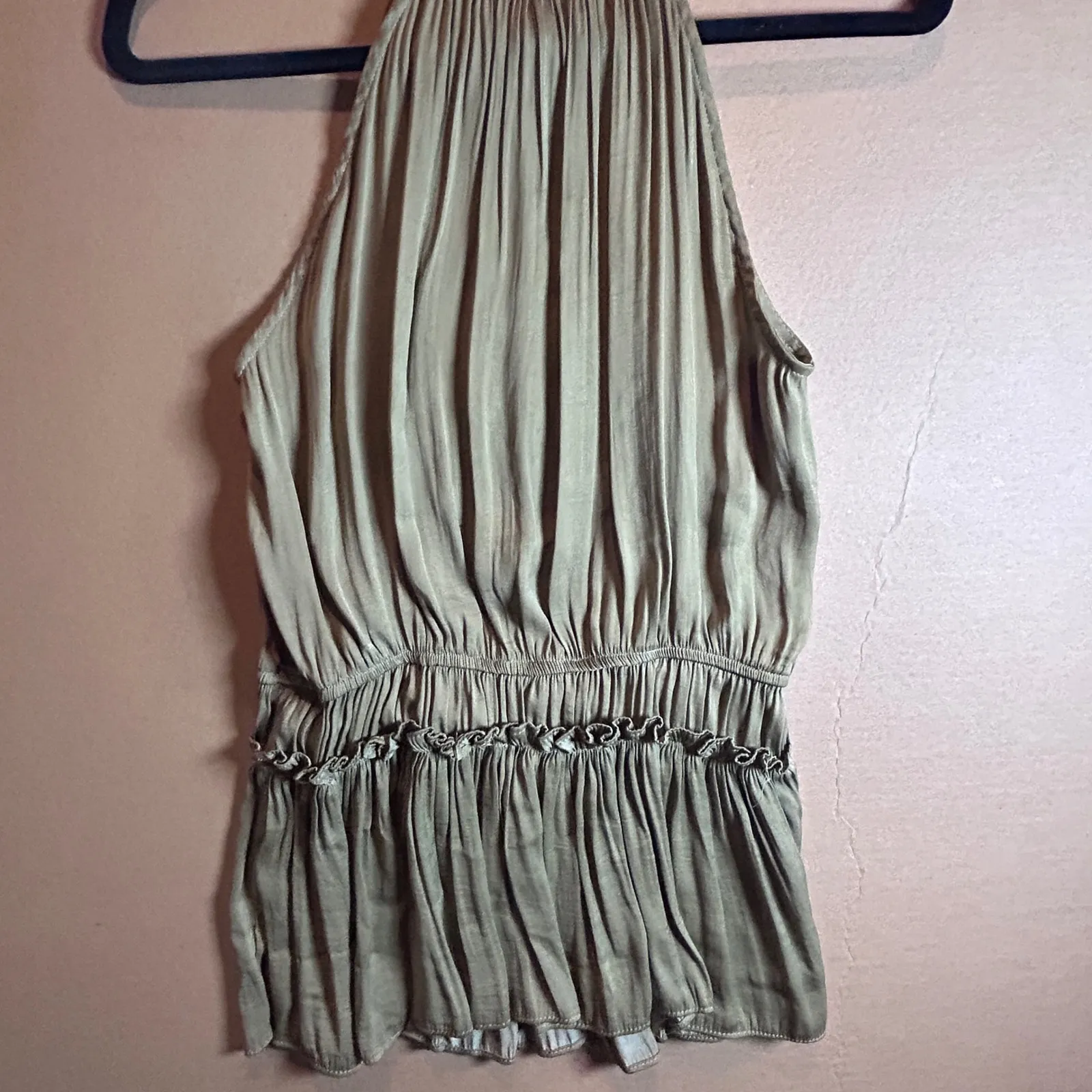 Philosophy Republic Clothing Olive Green Halter Neck Ruffle Tiered Mini Dress M Size M - Image 5