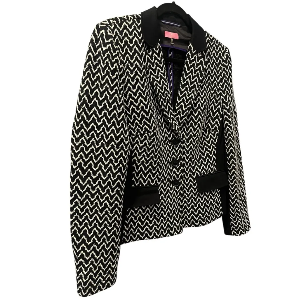 Basler Black White Blazer Suit Jacket Size Medium Women's Business Work Luxury - Image 4