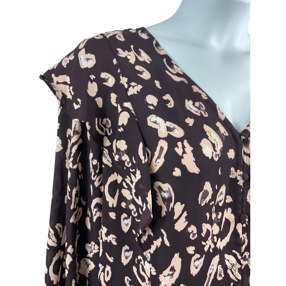 Nine West Purple Floral Long Sleeve Sheer Button Up XXL Top - Image 5