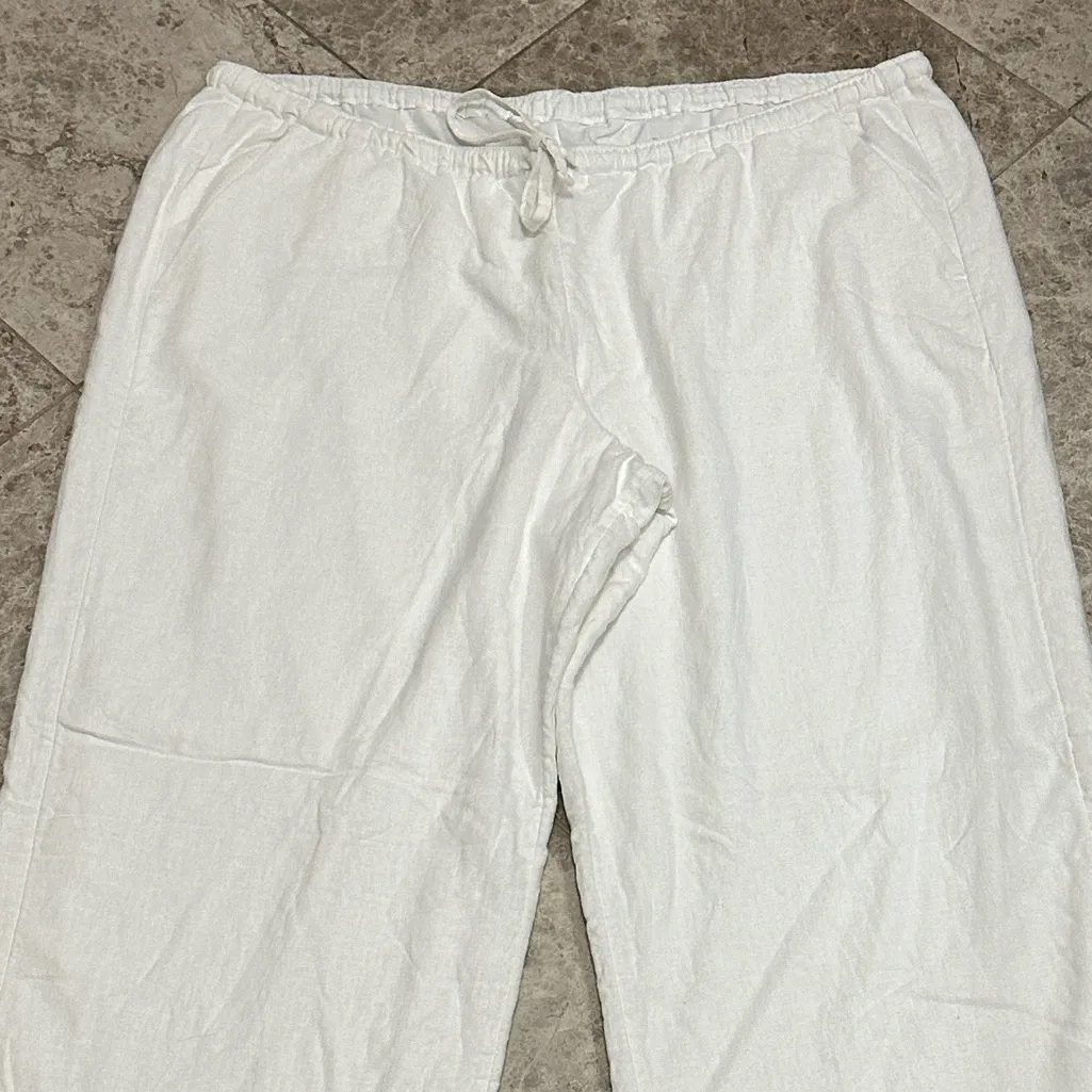 Hollister Linen Blend Pants Pull On Baggy Wide Leg White NEW Size XL Long - Image 3