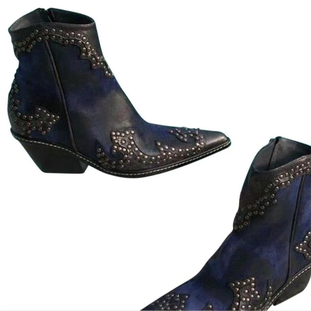 Donald Pliner Western Ocean Suede Crush Metallic Leather Boot Shoe $625 NWT Blue Size 6 - Image 5