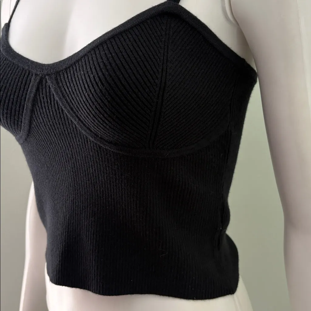 Madewell Corset-Detail Crop Sweater Tank black medium NEW - Image 7