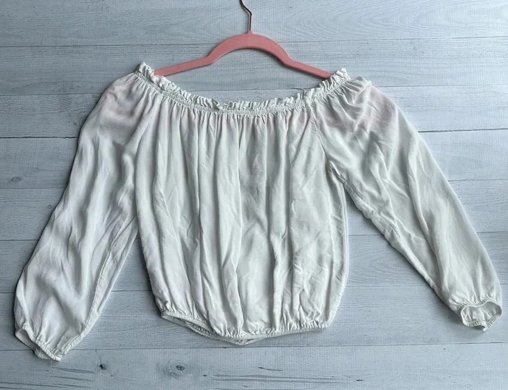 Brandy Melville White Off the Shoulder Top OS - Image 2