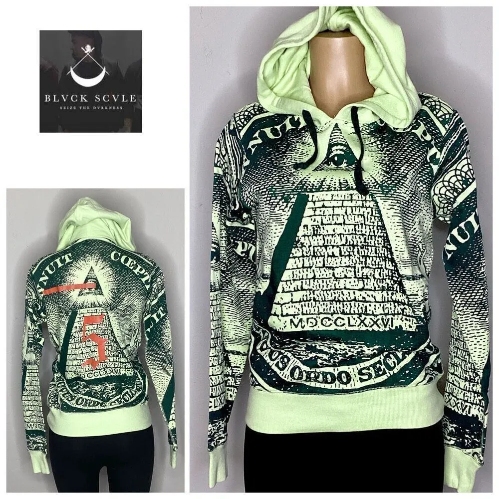 New. Black Scale All Over Print Money Pyramid Seal. Small. Retails $129 Green - Image 2
