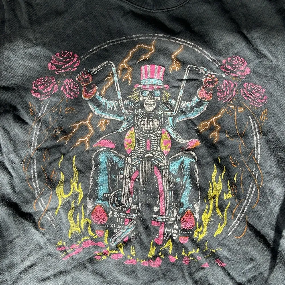 Daydreamer  “Just Passing Through” Skeleton Motorcycle Distressed Tee - Image 7
