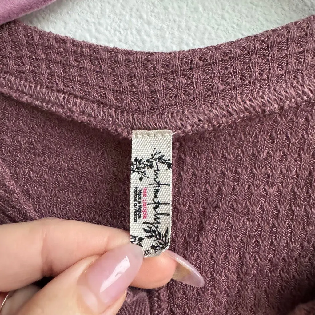 Free People One Of The Girls Long Sleeve Henley Clove Bark Mauve Pink Size XS - Image 3