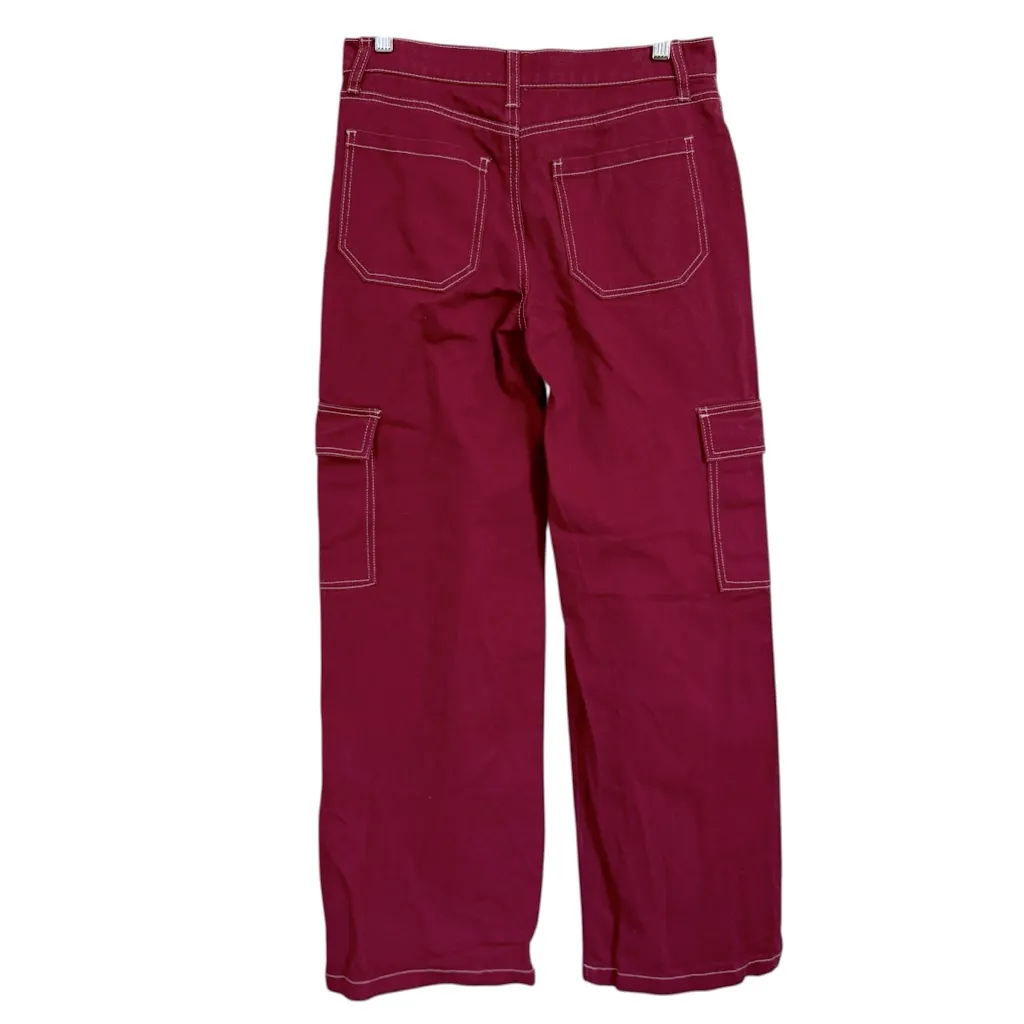 RSQ Women'sSize 26 Low Rise Wide Leg Cargo Jeans Garnet Baggy Y2K - Image 5