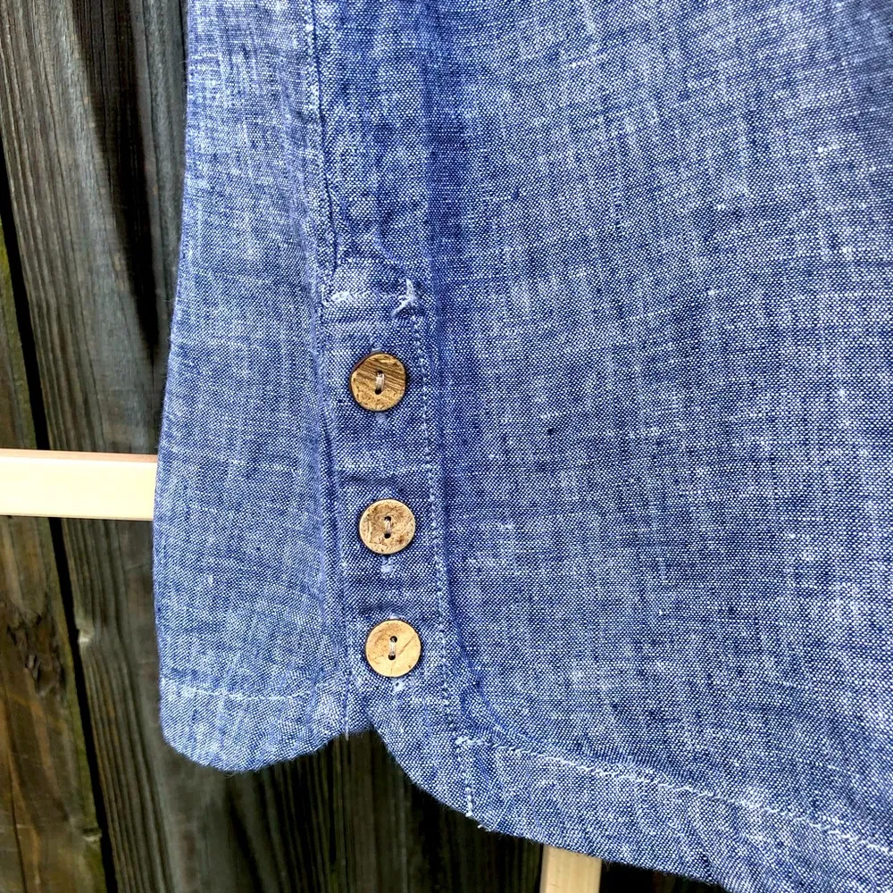 NICOLE MILLER Blue 100% Linen Shift Dress Size Médium - Image 2