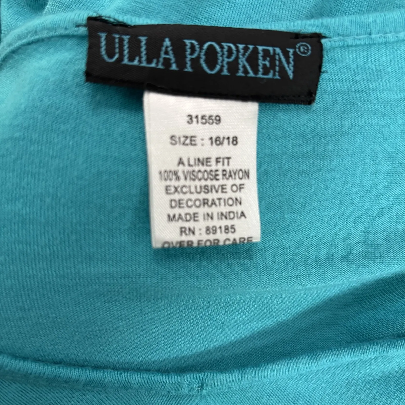 Ulla Popken Tunic Top Womens 16/18 Blue Lace Trim 3/4 Sleeve V - Image 6