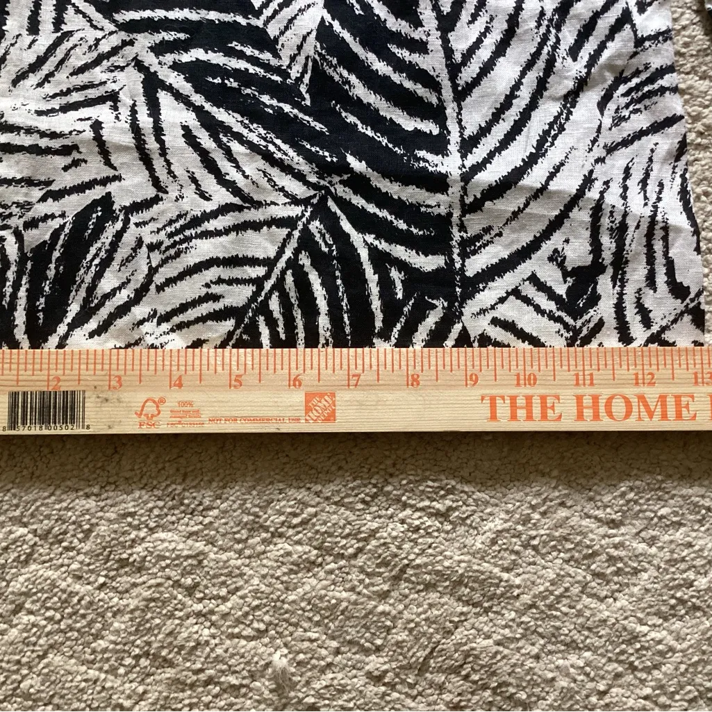 100% LINEN WIDE LEG PETITE PALAZZO PANTS BONE/BLACK TROPICAL LEAF PRINT SIZE S/P - Image 7