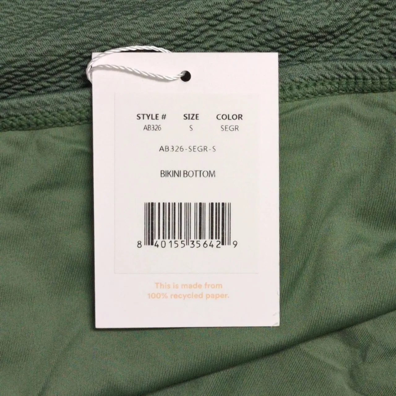 NWT Andie Bikini Bottom Seagrass Green Textured Mid-Rise Small - Image 8