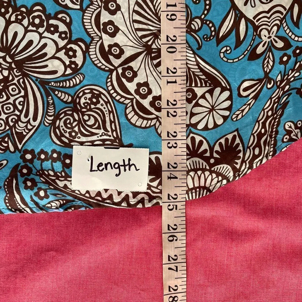 Trina Turk Sleeveless Silk Top Blouse Women’s Small Blue Retro Colorful Tropical - Image 10