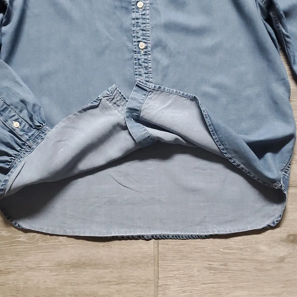 Lauren Ralph Lauren Puffed Sleeve Chambray Button Down Shirt Blue Size undefined - Image 13
