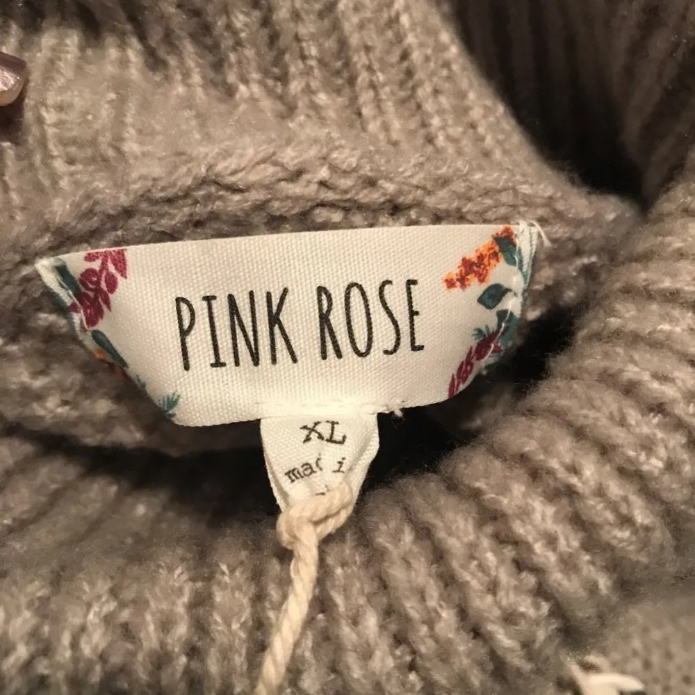 NWT Pink Rose Knit Turtleneck Pullover Sweater - Image 4