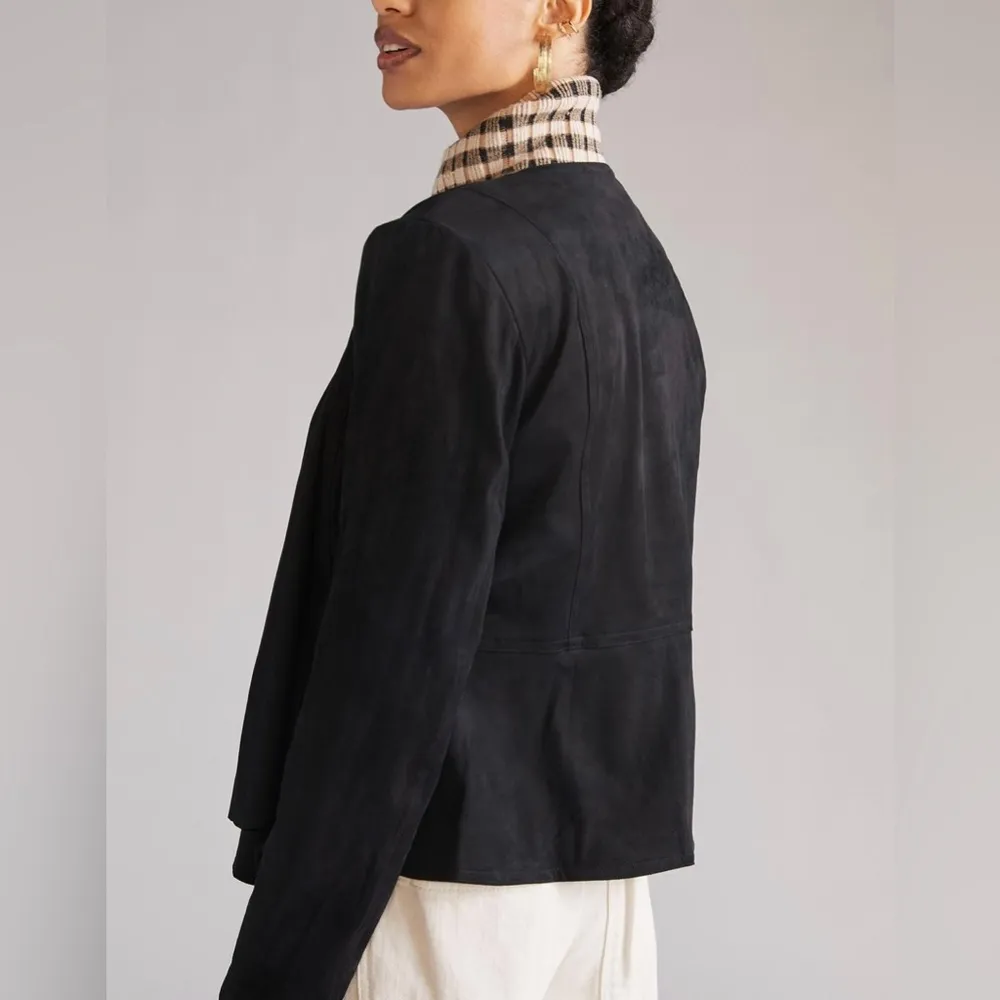 Anthropologie Hutch Draped Faux Suede Jacket Size XS - Image 3