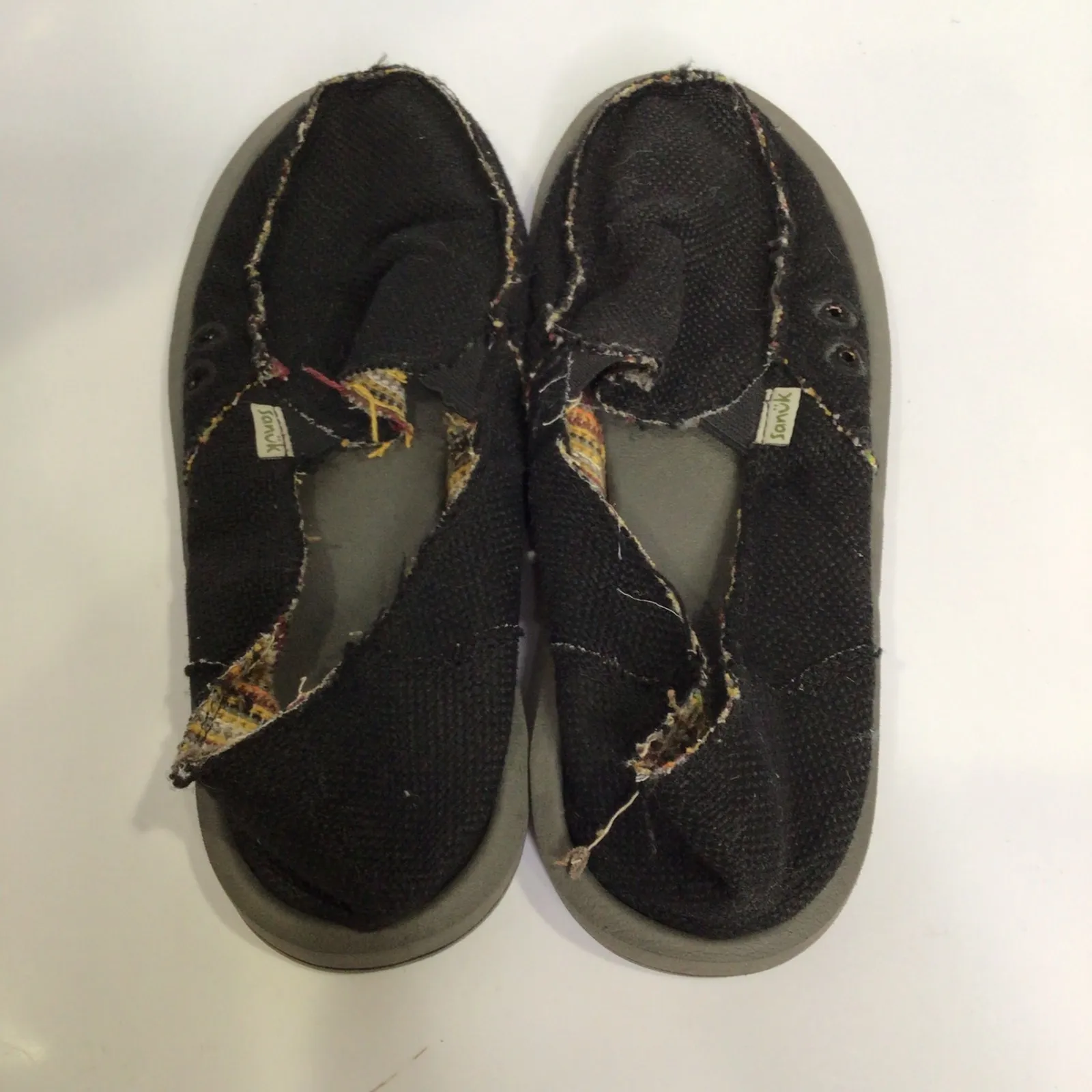 Sanuk Donna hemp cotton slip on shoes loafers black womens size 8 casual beach - Image 5