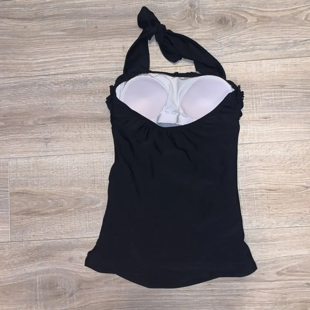 Diviine Modestee black ruffle tankini swimsuit top - Image 4