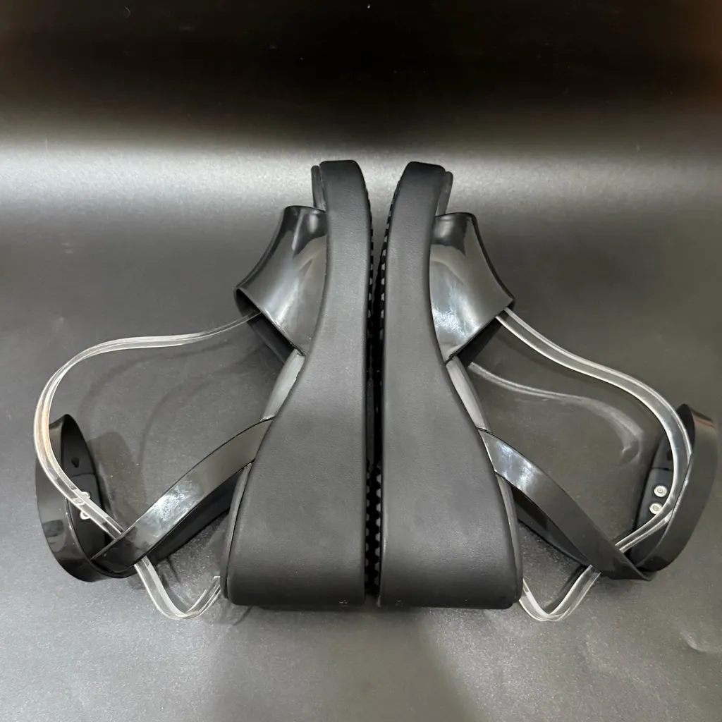 CROCS Black Brooklyn Ankle Strap Wedge Sandals Women’s Size 8 - Image 8