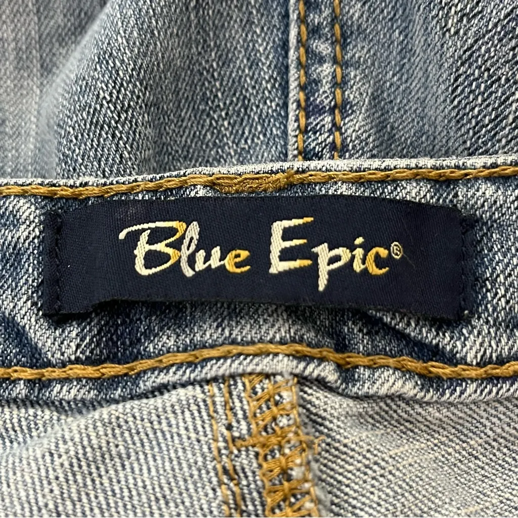 Blue Epic Floral Paisley Print Crop Jeans Mid Rise Stretch Denim Women’s 16 - Image 3