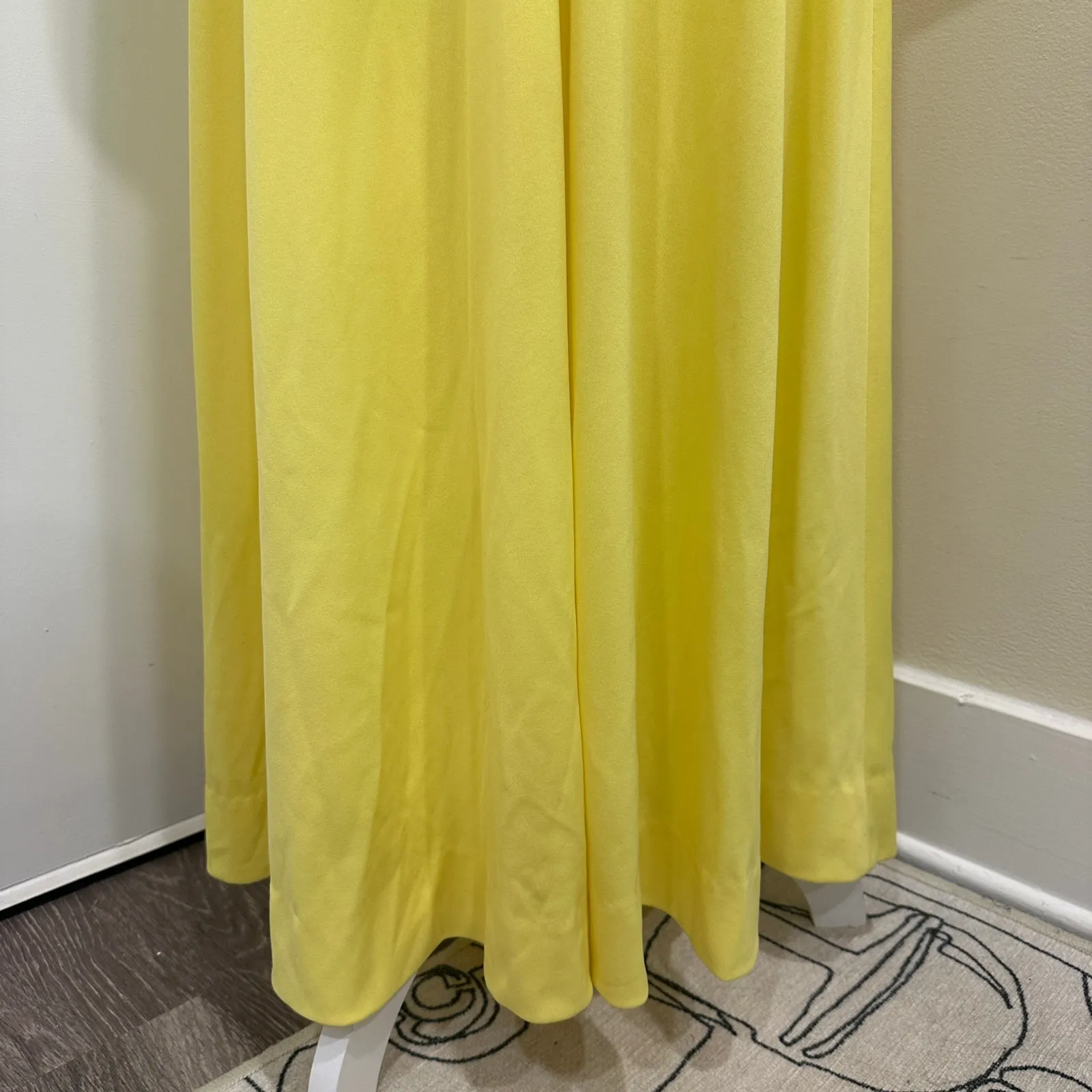 Vintage 1970s Victorian Edwardian Revival Yellow Lace Neck Maxi Dress Costume XS - Image 12