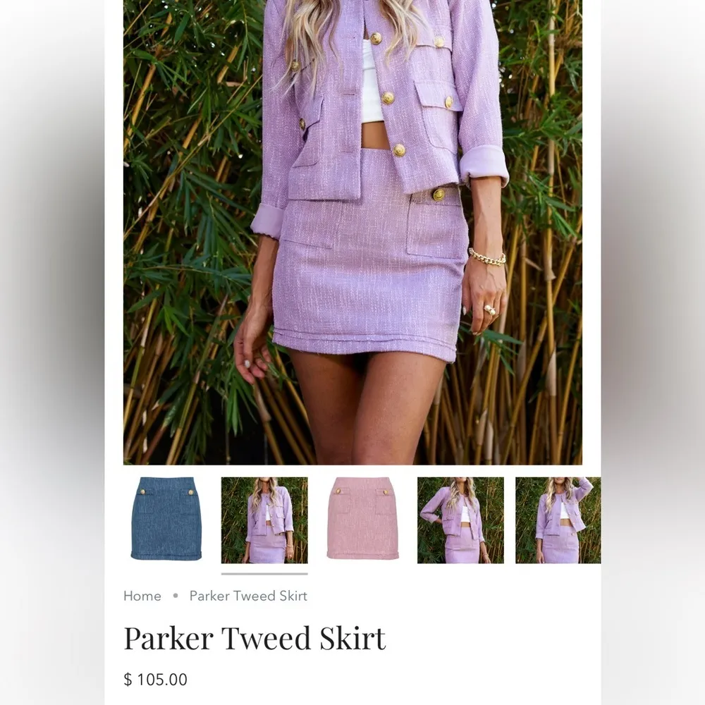 NWOT BISHOP + YOUNG women's parker tweed skirt in lavender light purple size S - Image 3