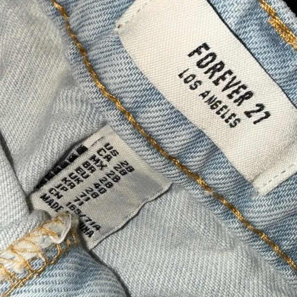 Forever 21 Skirt Womens 28 Mini Skirt Jean Denim Distressed Light Wash Blue - Image 3