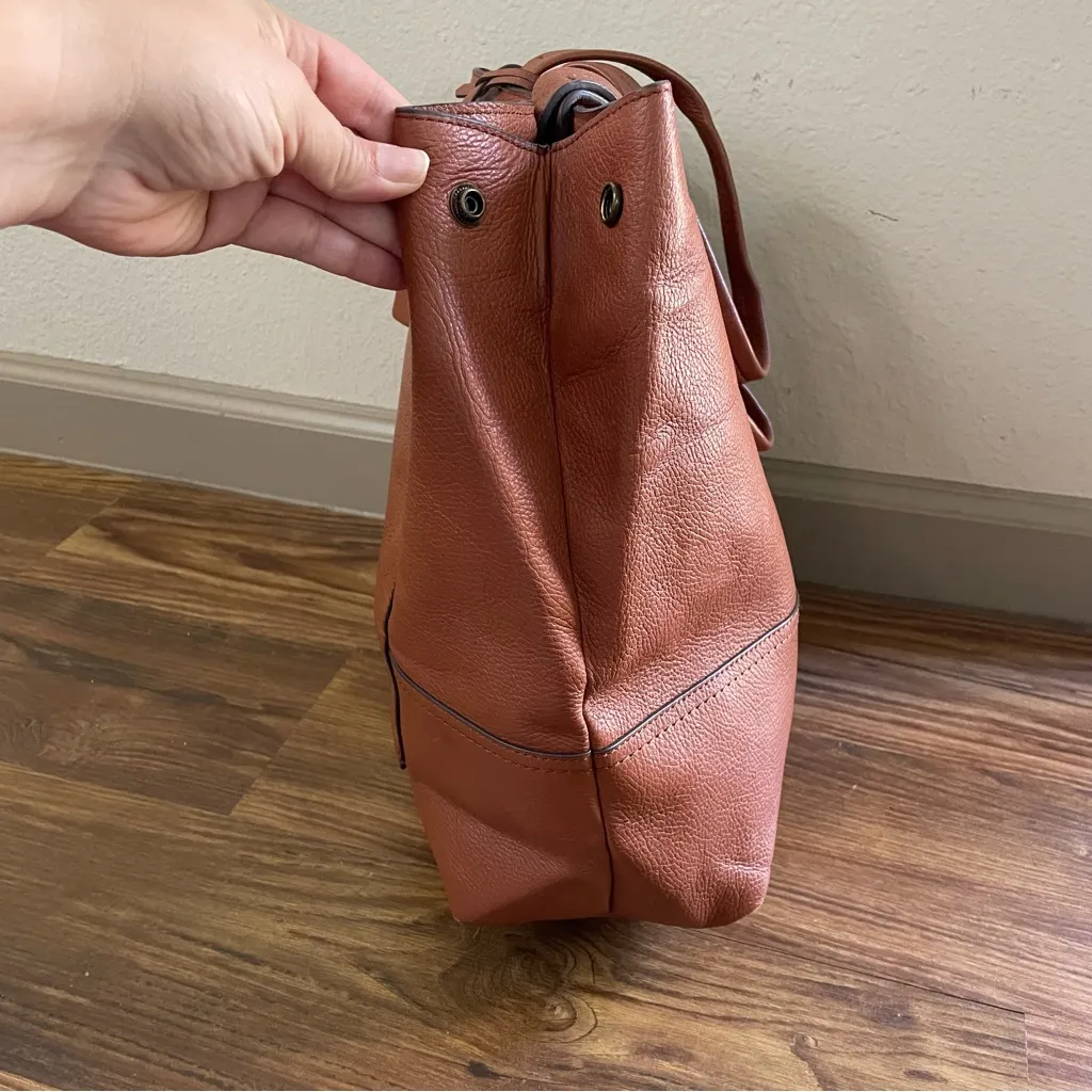 J. CREW‎ ALL DAY LEATHER TOTE BAG PURSE ROASTED CHESTNUT VTG - Image 3