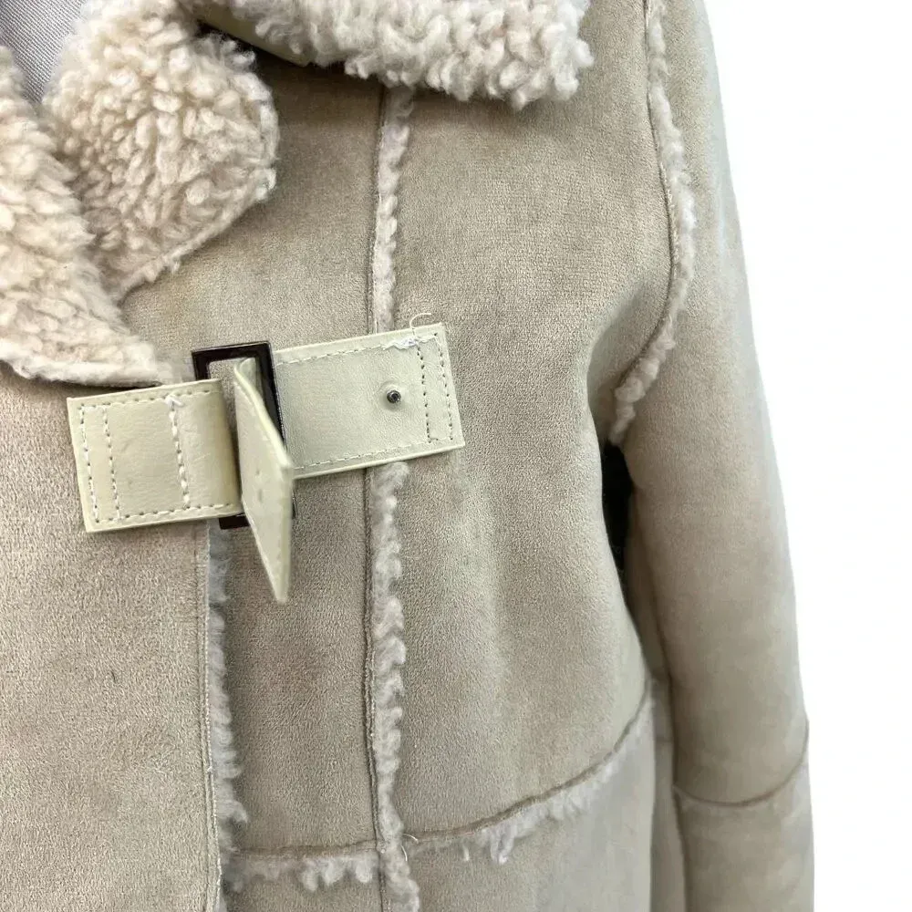 Moon River Borg Lined Duffle‎ Coat Faux Suede Sherpa Penny Lane Size Medium - Image 6