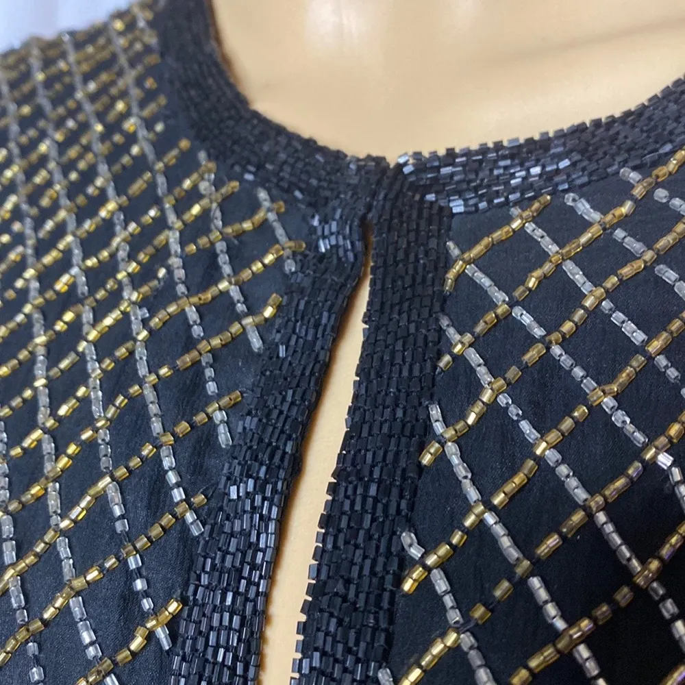 Vintage Papell Boutique
Beaded/sequined Silk Evening M Black Size M - Image 9
