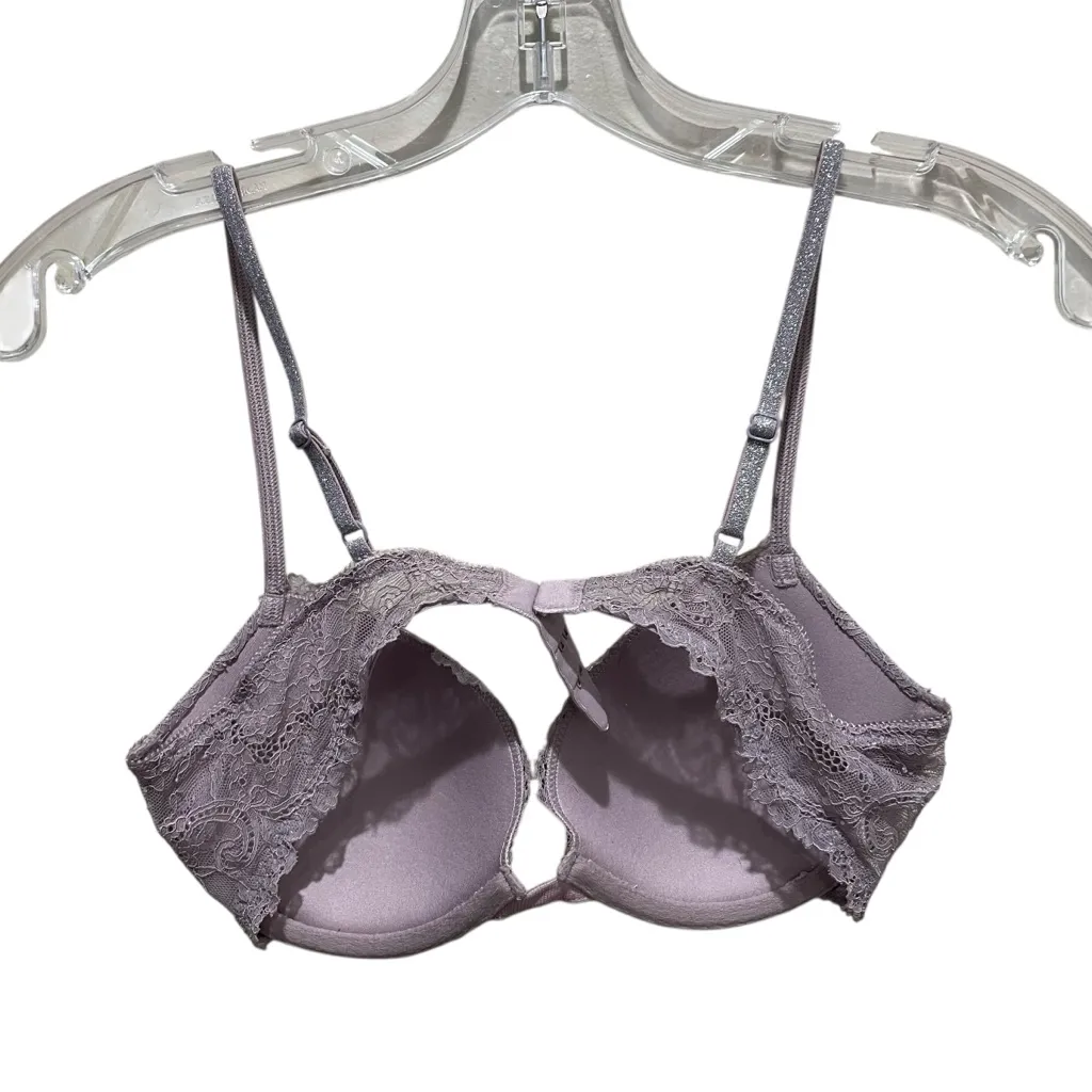 GapBody Favorite Demi Plunge Bra Lace Sparkle Strap Grey Purple Women’s Size 34B - Image 6