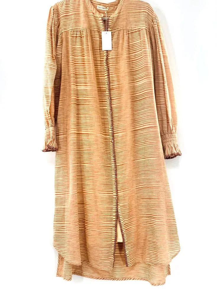 NEW Ulla Johnson Fiora Striped Shirt Dress Medium Sz 8 Beige Tan Brown Feminine - Image 17