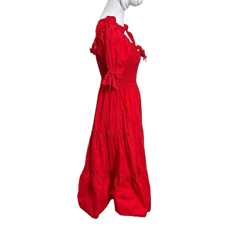 Pink City Prints Sweetheart Red Rah Rah Dress Red A Line Puff Sleeves Women’s XS - Image 3