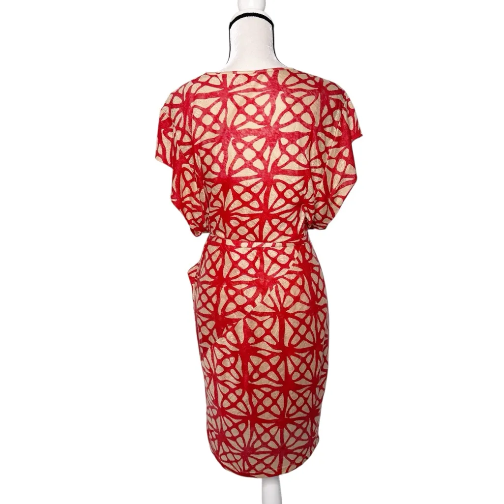 PLENTY BY TRACY REESE TWO PIECE 100% LINEN LIGHT TAN BRIGHT RED DRESS SZ S - Image 2