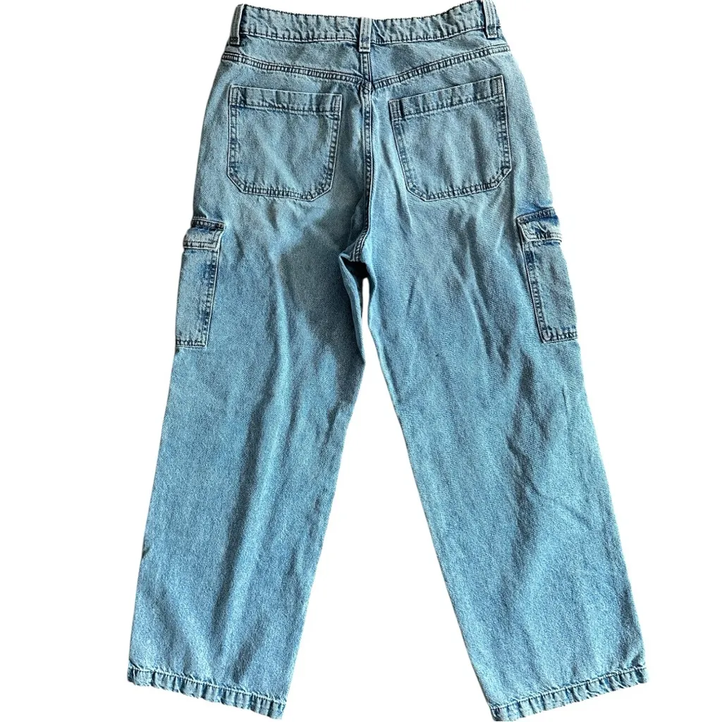 H&M Divided Cargo Jeans Mid Rise Straight Leg Utility Denim Size 6 - Image 7