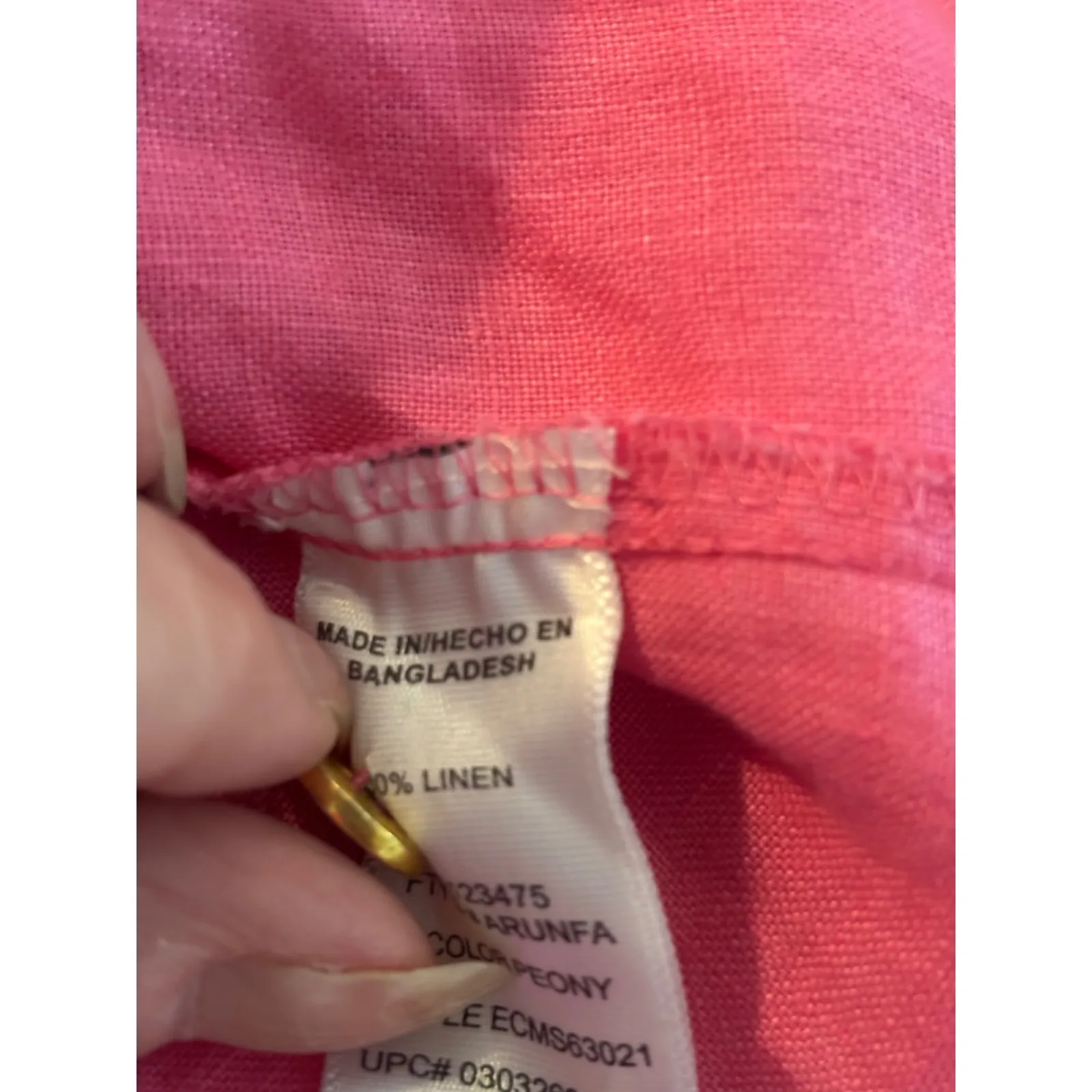 Company Ellen Tracy XXL Pink Linen Half‎ Zip Roll Tab Sleeve Top - Image 5