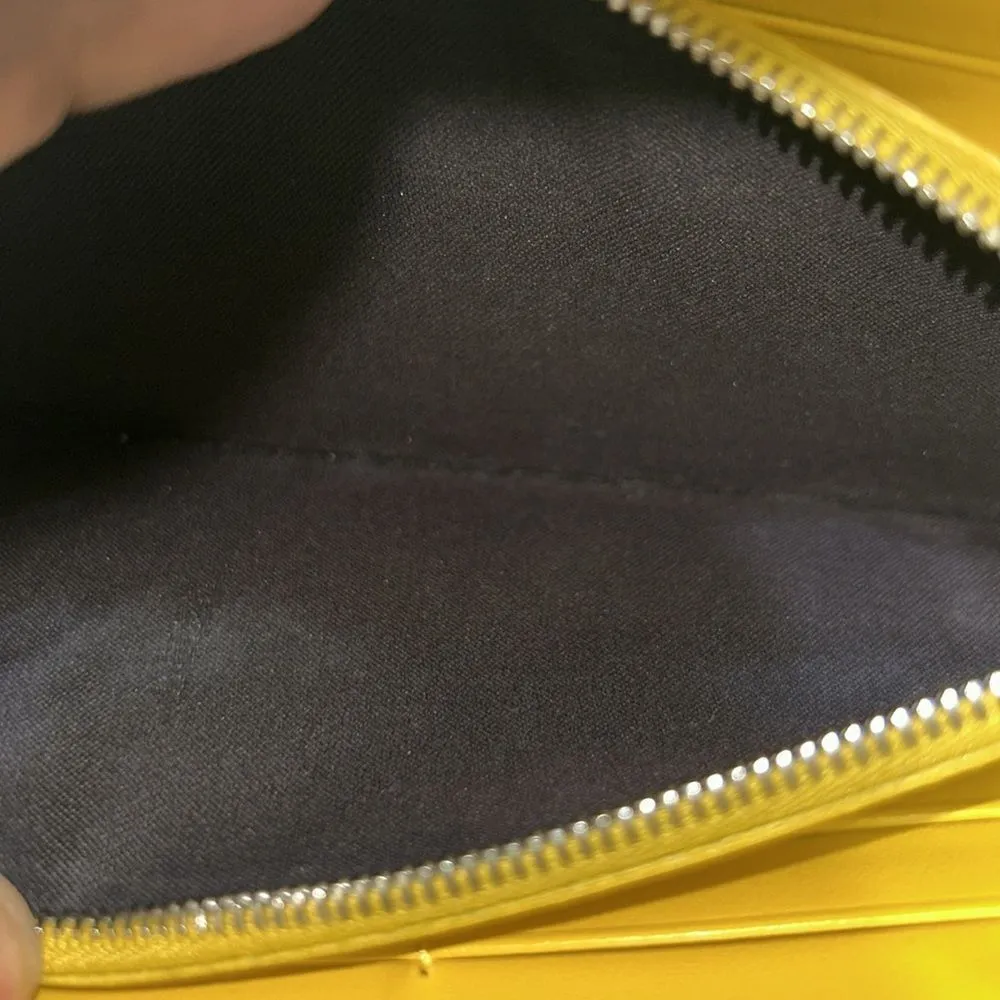 Authentic Fendi Leather Yellow & Brown FF Continental Long Wallet. - Image 5