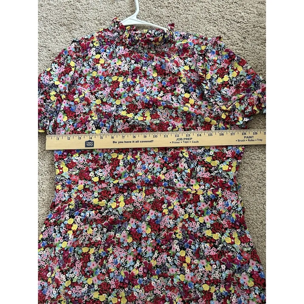 Asos Long Sleeve Colorful Floral Mock Neck Romper Size 8 Party Cocktail - Image 7
