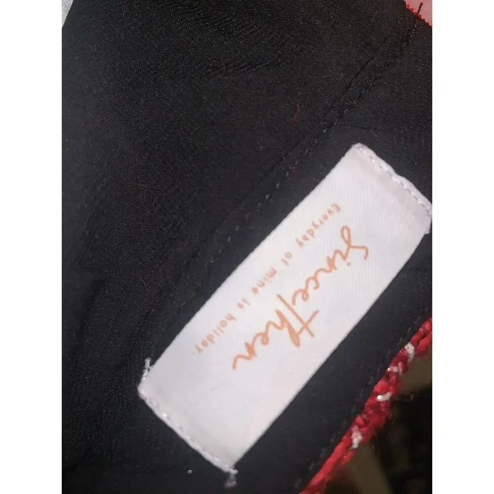 Red Tweed Since then Skirt NWOT Anthropologie holiday winter fall lined designer Size M - Image 5