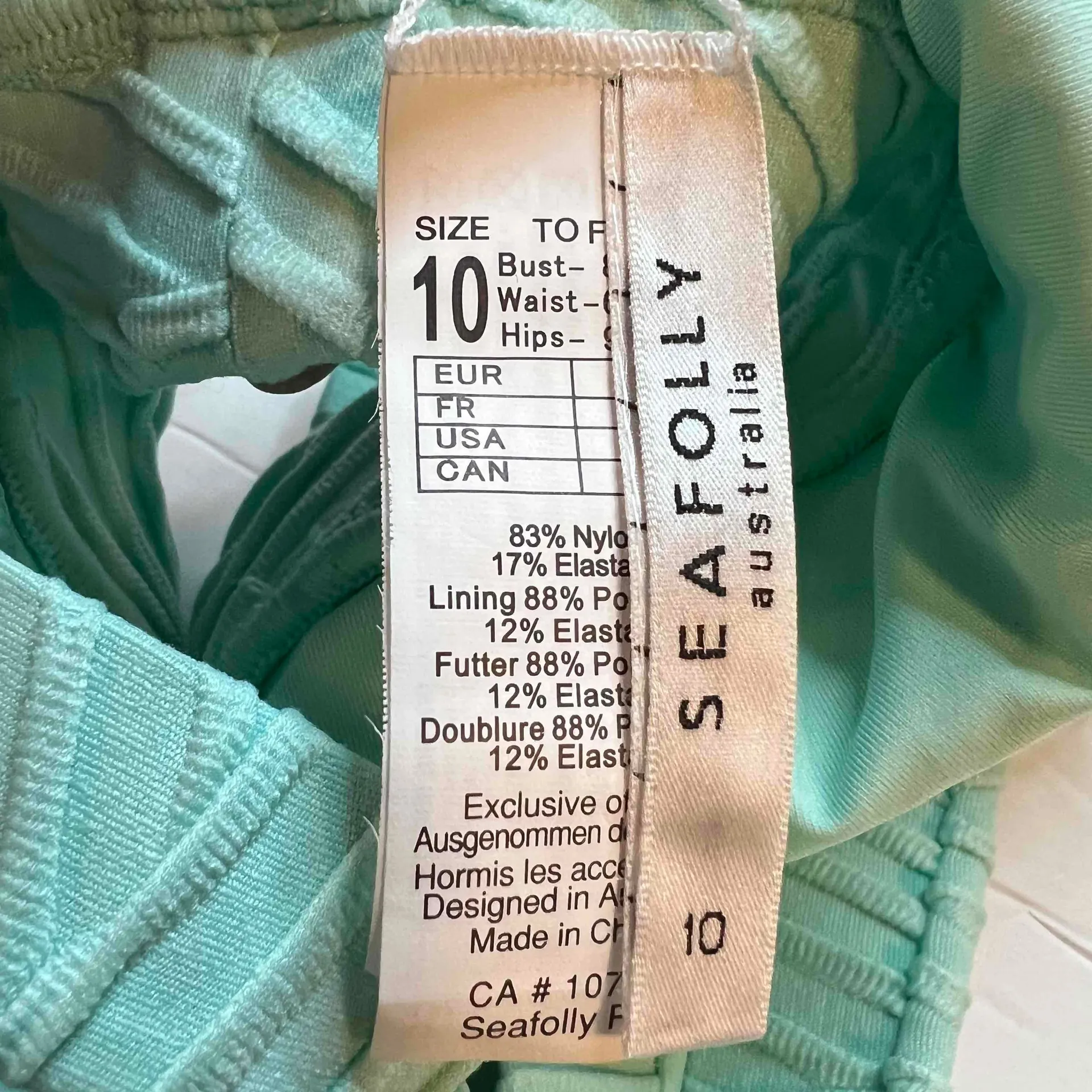 Seafolly Bikini Top Aqua‎ Blue Cross Strap Ribbed Womens Size US 6 - Image 3