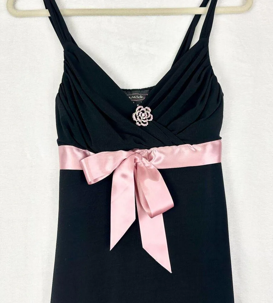 Vintage Y2K Babydoll Dress Size Small Fairy Goth Whimsigoth Coquette Bow Jewel Black - Image 3